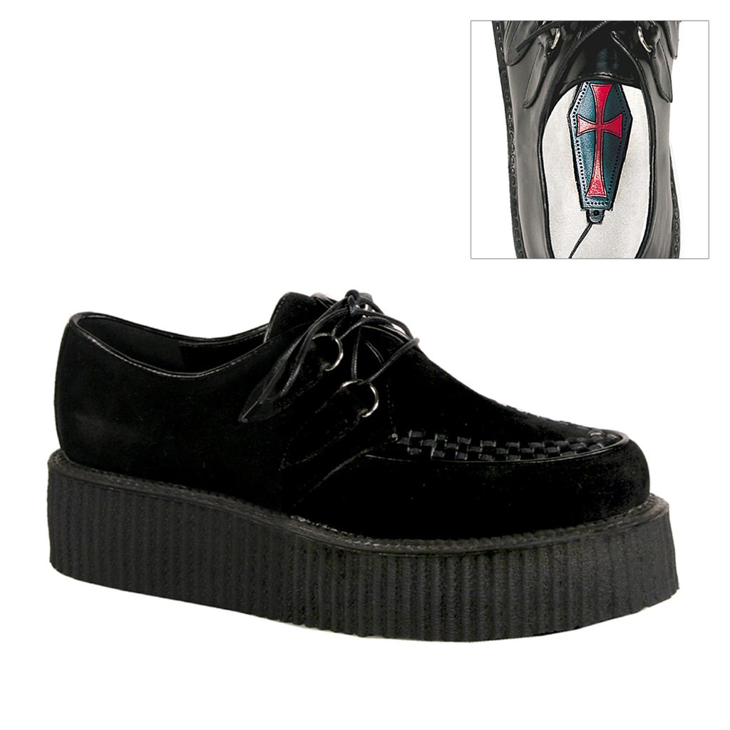 Creepers Demonia V Creeper 502s Vegan Suède Homme - Noir 93254-CITW